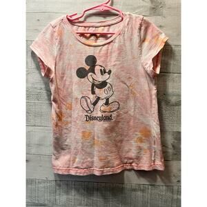 Disney Mickey Mouse T-Shirt Girls Small Pink Tie-Dye Tee Top